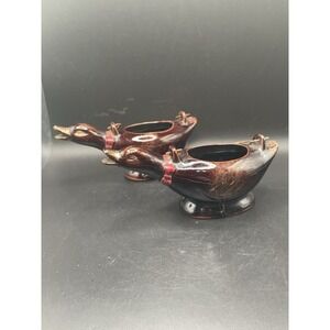 Lusterware Duck Creamer And Sugar Bowl With Metal Handle Japan